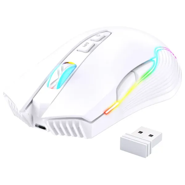  Onikuma CW905 Gaming Mouse - Wireless - RGB Lighting - White 
