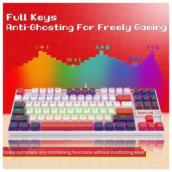 كيبورد سلكي ريدراجون - Kumara K552WLR - بطول 1.8 متر - اضاءة RGB - متعدد الالوان