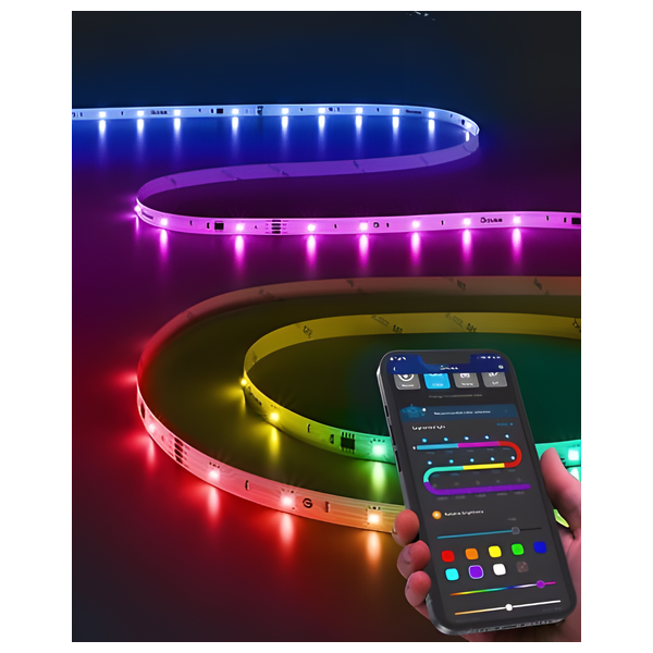  شريط إضاءة اري غيمينغ Smart Vivi LED - ار جي بي كامل - طول 5 متر - تحكم مزدوج تطبيق,ريموت - أوضاع ديناميكية للموسيقى والألعاب 