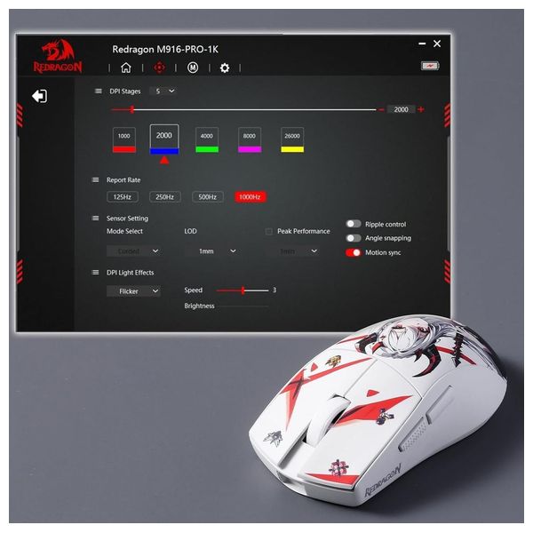  Redragon Anime Gaming Mouse - Wireless, 7 Programmable Buttons - RGB Backlighting - White 