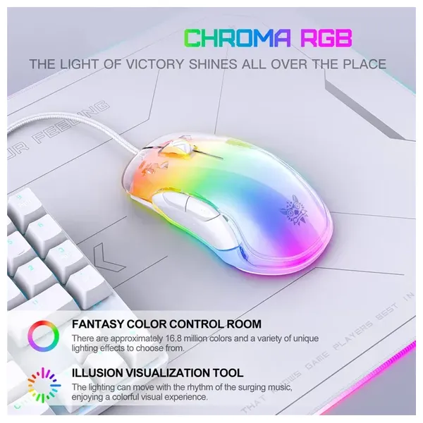  ماوس ألعاب اونيكوما CW925 - سلكي - 6 سرعات حساسية قابلة للتخصيص - إضاءة ار جي بي قابلة للتعديل - 1.5 متر 