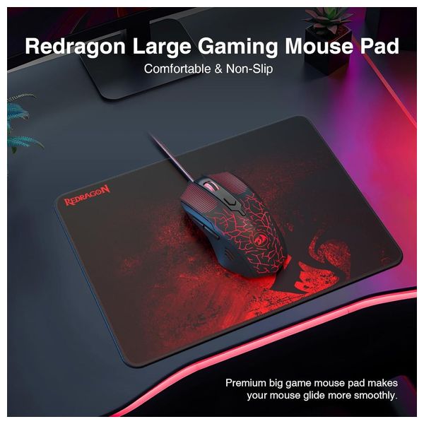  مجموعة ريدراجون S107 RGB للألعاب - تتضمن كيبورد RGB، وماوس ألعاب قابلة لتعديل حساسية DPI، وماوس باد - أسود 