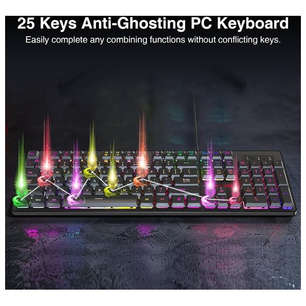  مجموعة ريدراجون S107 RGB للألعاب - تتضمن كيبورد RGB، وماوس ألعاب قابلة لتعديل حساسية DPI، وماوس باد - أسود 