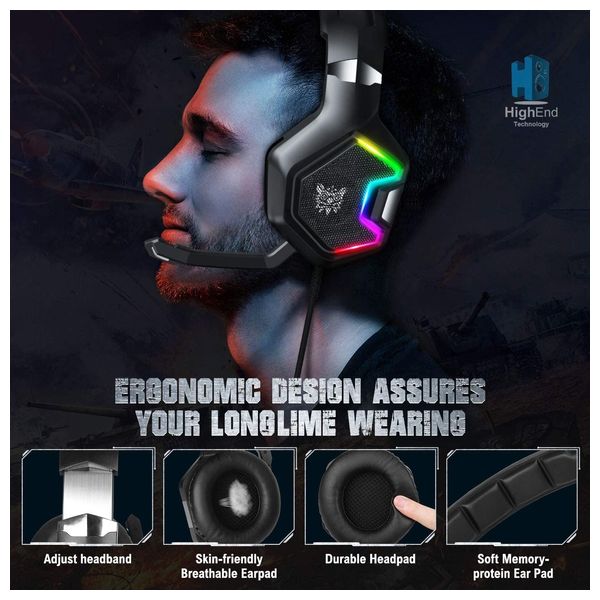  ONIKUMA K10 PRO - Wired Headphone Over Ear - 2.2 m - RGB - Black 