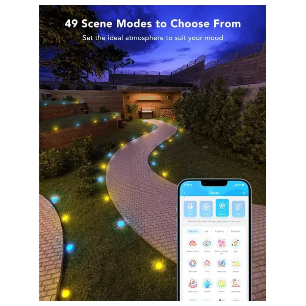 Govee H7050 Outdoor Floor Light - RGBIC Technology - Music Sync - Smart Wi-Fi & Voice Control - IP67 Light Protection