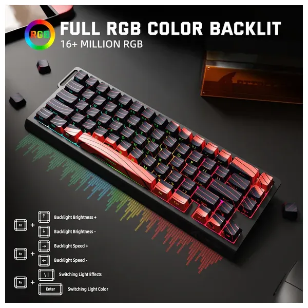 ATTACK SHARK X68 Pro HE Gaming Keyboard - Wireless - Customizable RGB Lighting - Black