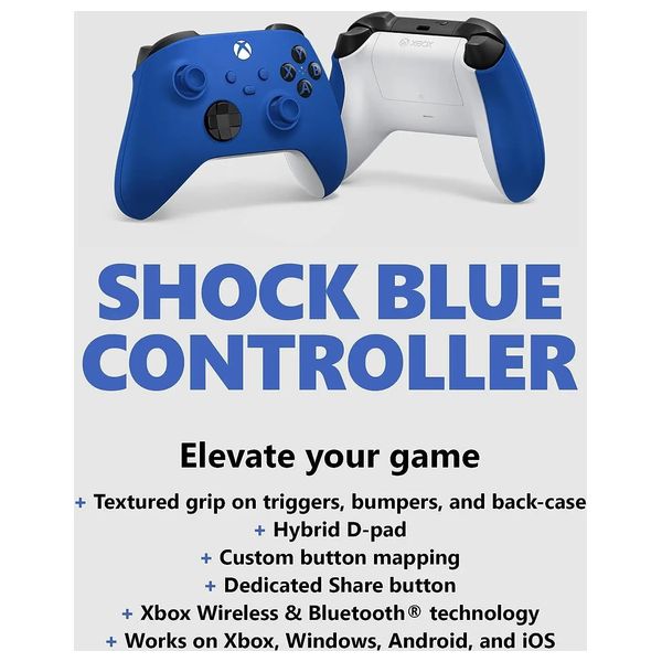 وحدة تحكم لاسلكية مايكروسوفت - لجهاز اكس بوكس سيريز اكس/اس و اكس بوكس ون - ازرق
