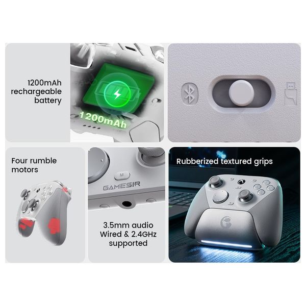 GameSir G7 Pro - Wireless Game Controller - For  Xbox Series X | S, Xbox One - Tri‑Mode - Silver
