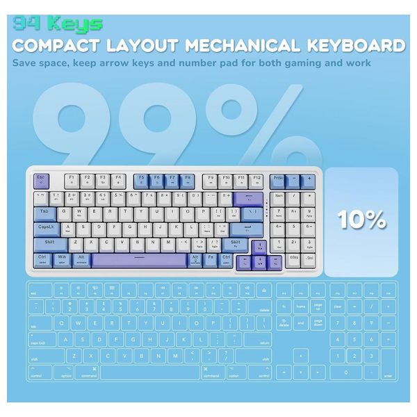 Redragon K707WBP Mechanical Gaming Keyboard - Wireless - 87 Keys