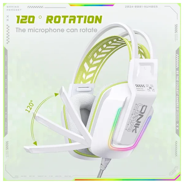  ONIKUMA X13 - Wired Headphone Over Ear - RGB - 2.2m - White 
