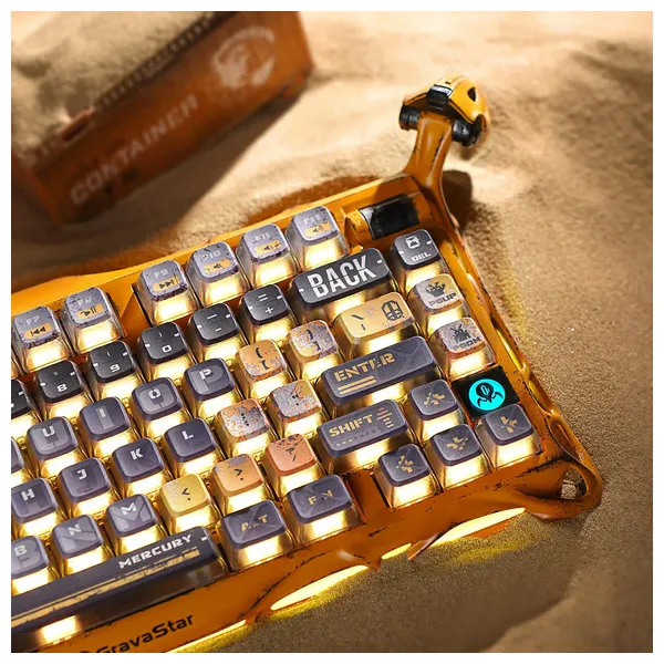 كيبورد الألعاب جرافا ستار - لاسلكية - إضاءة ار جي بي مزدوجة - بطارية 8000mAh - اتصال ثلاثي الأوضاع