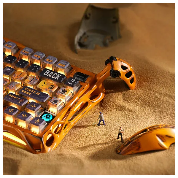 كيبورد الألعاب جرافا ستار - لاسلكية - إضاءة ار جي بي مزدوجة - بطارية 8000mAh - اتصال ثلاثي الأوضاع
