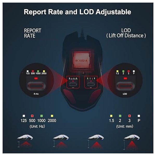  Bloody W60 Max Wired Gaming Mouse - 100-12000 DPI - 250 IPS Tracking Speed ​​- White 