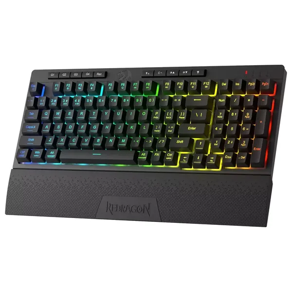  Redragon K515 Shiva Pro RGB - Wireless Gaming Keyboard - Compact 98-key layout with mechanical-like feel - Smooth linear membrane keys - Black 