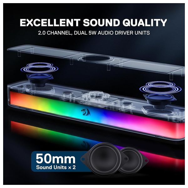 Redragon Neo GS515 Gaming Soundbar - 10W Stereo - RGB - Black