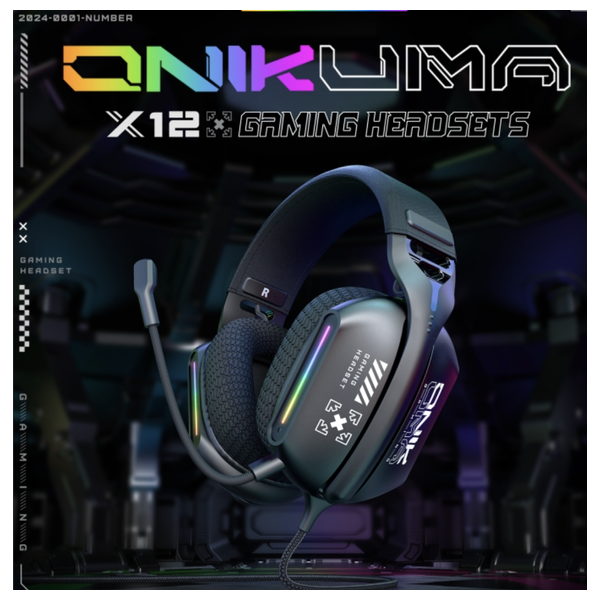  ONIKUMA X12 - Wired Headphone Over Ear - RGB - 2.2 m - Black 