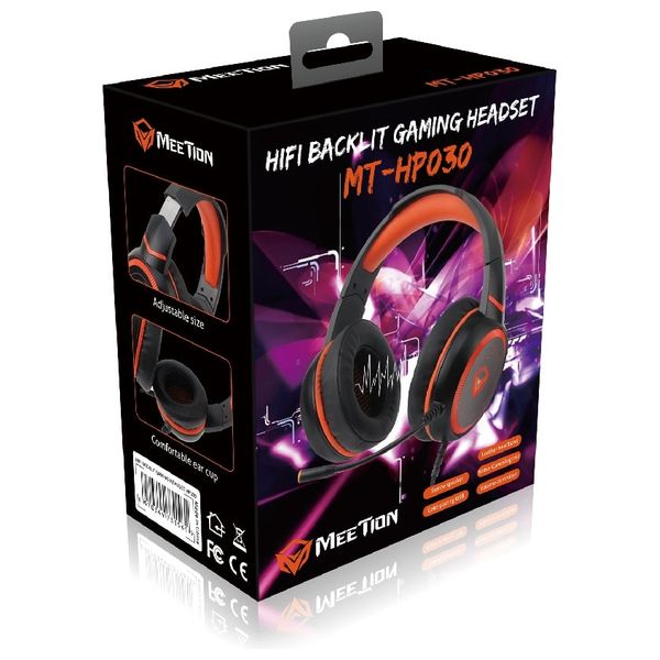 سماعة ألعاب حول الاذن Meetion MT-HP030 - صوت محيطي 7.1 - إضاءة ار جي بي - محركات 50mm - ميكروفون مانع للضوضاء - منفذ يو اس بي
