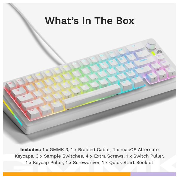  Glorious GMMK 3 Pro Mechanical Gaming Keyboard - RGB Lighting - White 