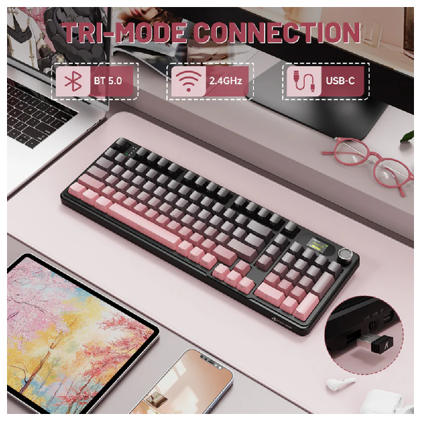 كيبورد العاب أتاك شارك X98 - لاسلكي - ار جي بي - 84 زر - اسود