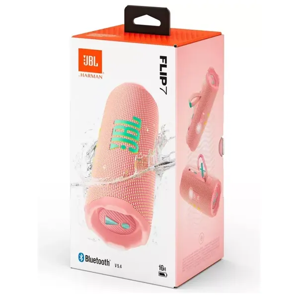 سماعة بلوتوث جي بي ال - Flip 7 - بطارية تعمل لمدة 16 ساعة - مقاوم للماء IP68 - وردي