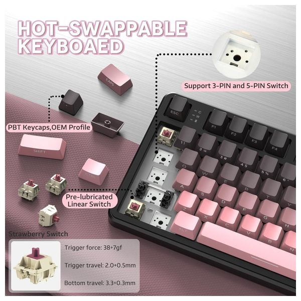 Attack Shark X87 Wireless Mechanical Keyboard - RGB Backlighting - 87 Keys