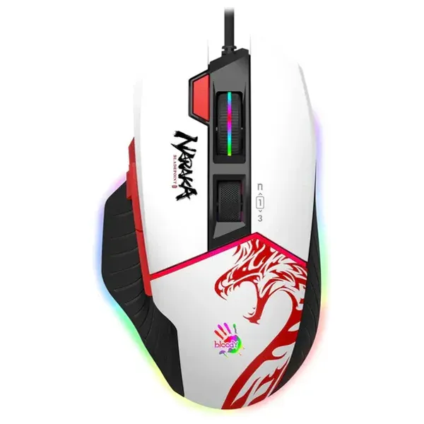Bloody W95 Wired Gaming Mouse - 100-12000 DPI - 1ms Response Time - White