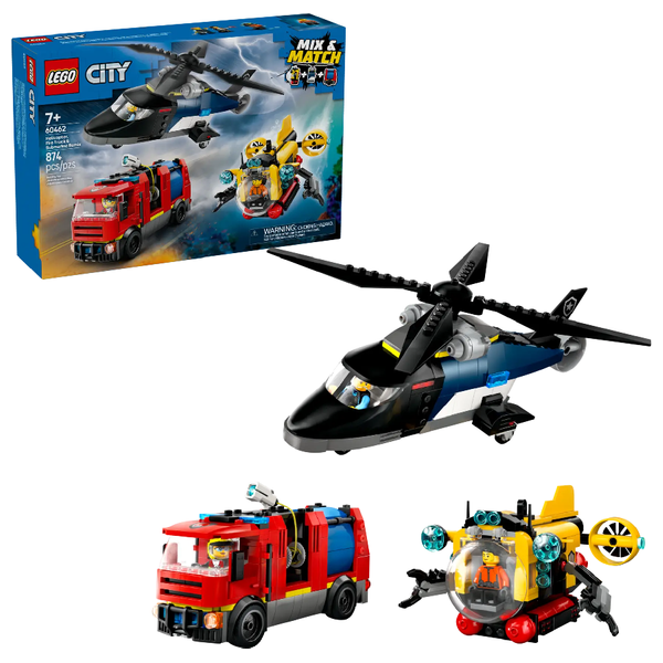Lego 60462 - Helicopter, Fire Truck & Submarine Remix -  874 LEGO pieces for a rich and rewarding building experience