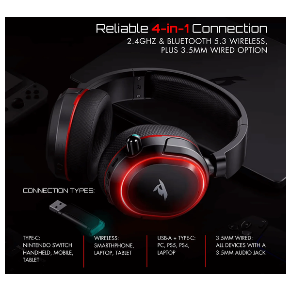 ONIKUMA Picun - Bluetooth Headphone Over Ear - Up to 120 hours - Black