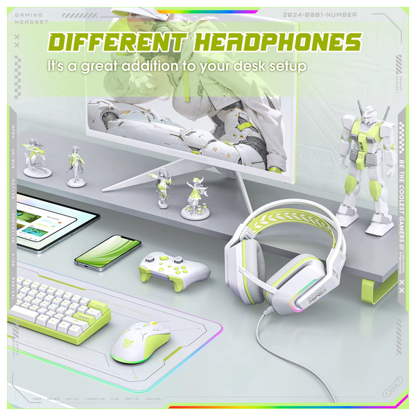  ONIKUMA X13 - Wired Headphone Over Ear - RGB - 2.2m - White 