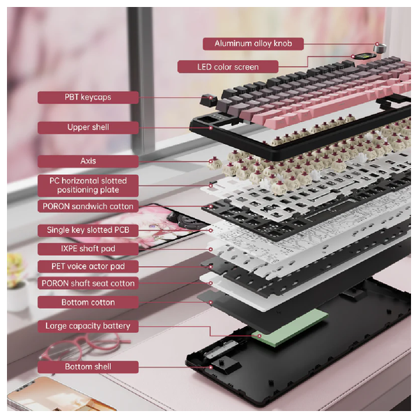 كيبورد العاب أتاك شارك X98 - لاسلكي - ار جي بي - 84 زر - اسود