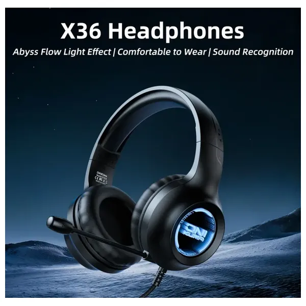  ONIKUMA X36 Wired Over-Ear Gaming Headset - 40mm Drivers - Gradient RGB Design - 360° Noise-Canceling Microphone 