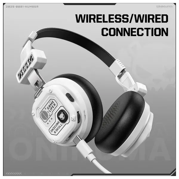 ONIKUMA GT803 - Bluetooth Headphone Over Ear - Bluetooth 5.4 - Up To 50 hours - White