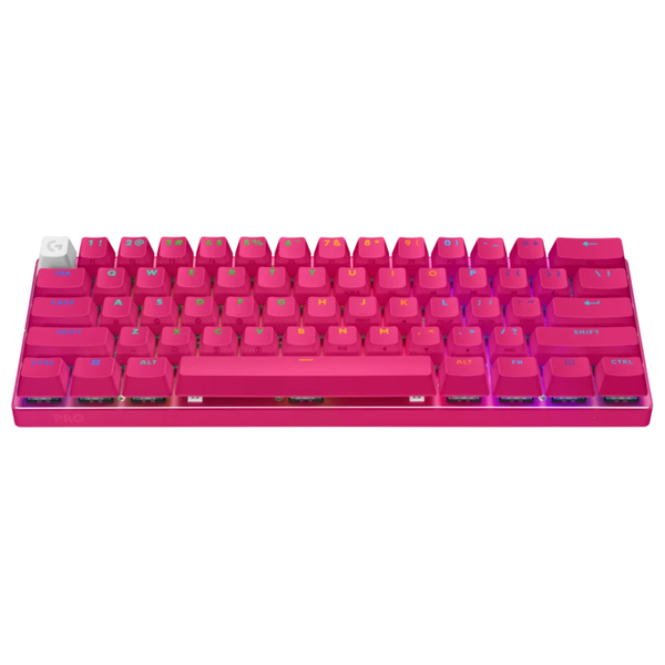  Logitech Pro X 60 Wireless Gaming Keyboard - Side-mounted volume dial for convenient audio control - Double-shot PBT keycaps for long-lasting durability - Magenta 