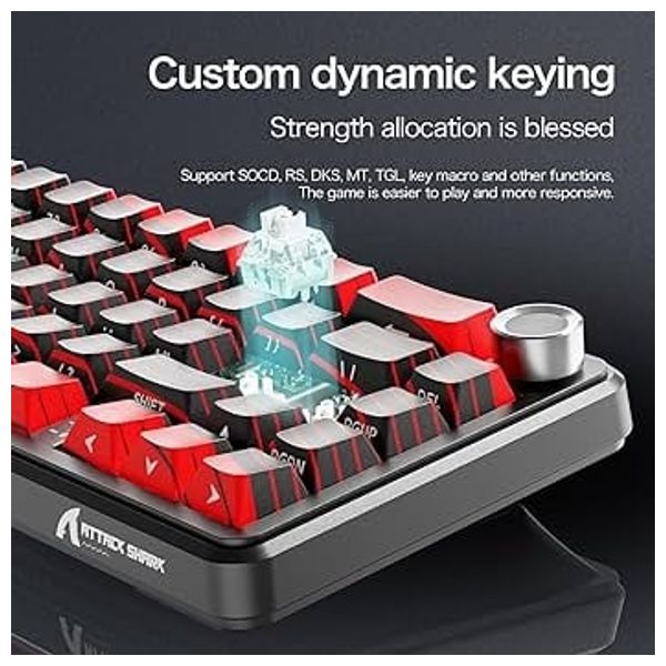 Attack Shark X65 PRO HE Keyboard - Wired - 66 Keys - Customizable RGB Lighting