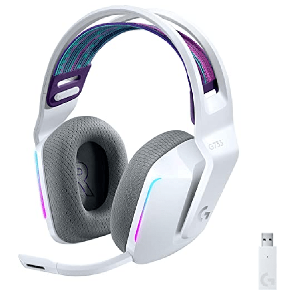  Logitech G733 - Wireless Gaming Headset - Ultra-lightweight design - Up to 29 hours of use on a single charge - White 