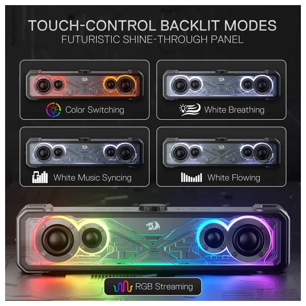  سماعة بلوتوث ريدراكون - GS817 - بقوة 30 واط - بلوتوث 5.3 - اضاءة RGB - اسود 