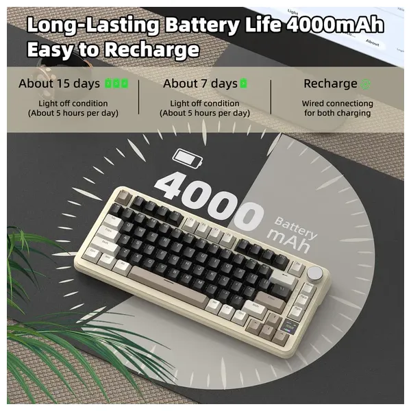  Attack Shark X85 PRO Wireless Mechanical Keyboard - 85 Keys - Gasket Mount Housing - White 