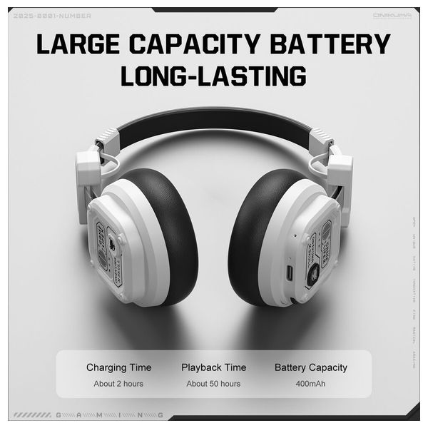 ONIKUMA GT803 - Bluetooth Headphone Over Ear - Bluetooth 5.4 - Up To 50 hours - White
