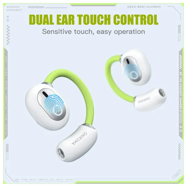  سماعة داخل الاذن ONIKUMA T25 - بلوتوث 5.4 - محركات 14.2mm - تحكم باللمس - منفذ يو اس بي سي  - أبيض 