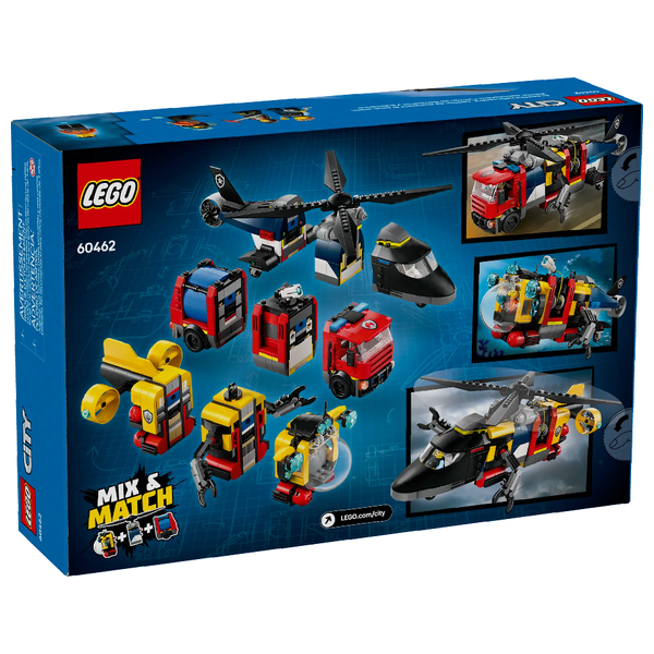 Lego 60462 - Helicopter, Fire Truck & Submarine Remix -  874 LEGO pieces for a rich and rewarding building experience