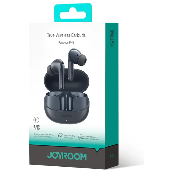 Joyroom JR-FN2 - Bluetooth Headphone In Ear - Playback Time 30 hours with Case - Active Noise Cancellation (ANC) - Black