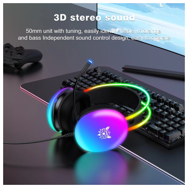 ONIKUMA X25 - Wired Headphone Over Ear - RGB - 2m - Black