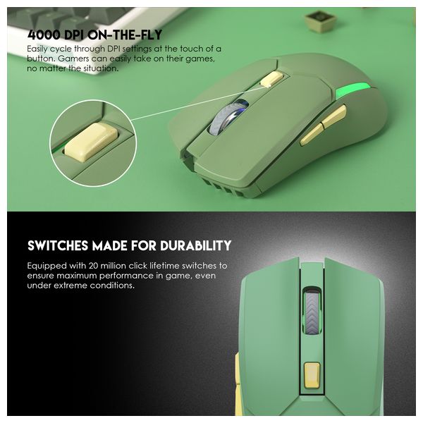 Fantech Venom II WGC2 - Wireless Gaming Mouse - Stable wireless connection up to 10 meters - 4000 DPI - Green
