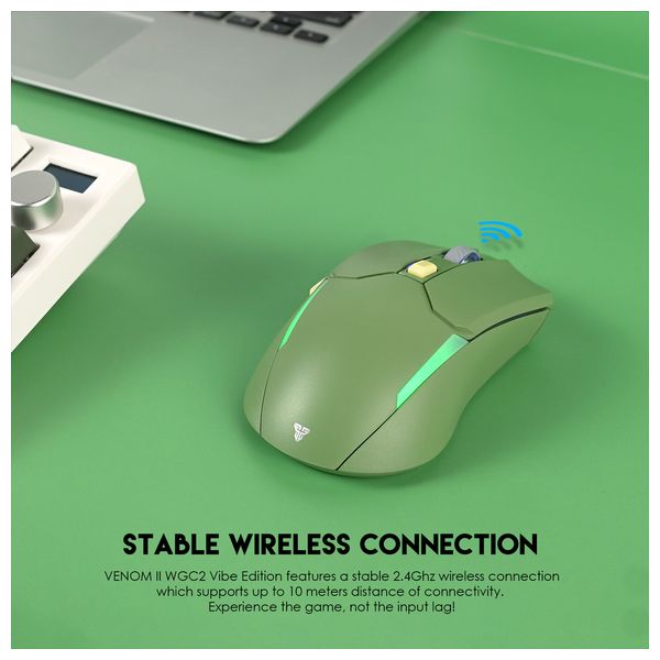Fantech Venom II WGC2 - Wireless Gaming Mouse - Stable wireless connection up to 10 meters - 4000 DPI - Green