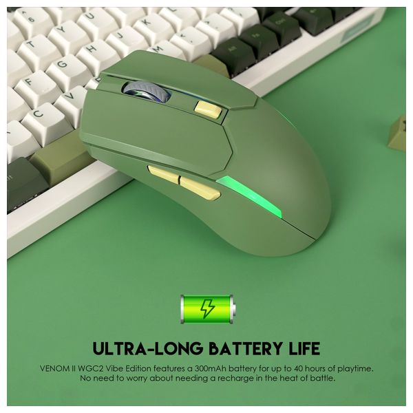 Fantech Venom II WGC2 - Wireless Gaming Mouse - Stable wireless connection up to 10 meters - 4000 DPI - Green