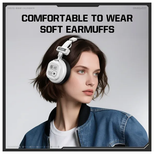 ONIKUMA GT803 - Bluetooth Headphone Over Ear - Bluetooth 5.4 - Up To 50 hours - White