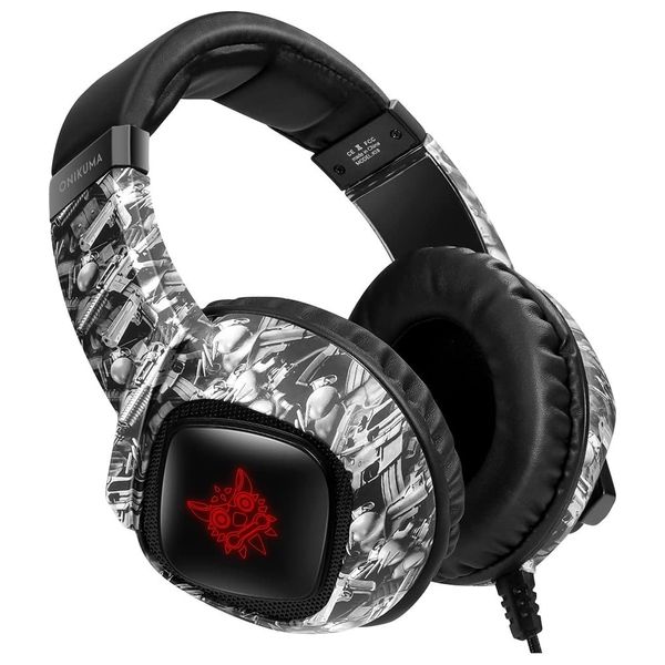 ONIKUMA K19 - Wired Headphone Over Ear - RGB - 2.1m - Black &White