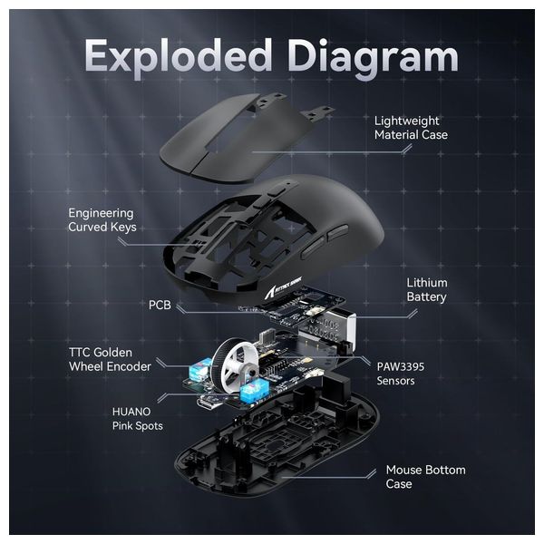 Attack Shark X6 Gaming Mouse - Wireless - Magnetic Charging - 80 Million Clicks - Black