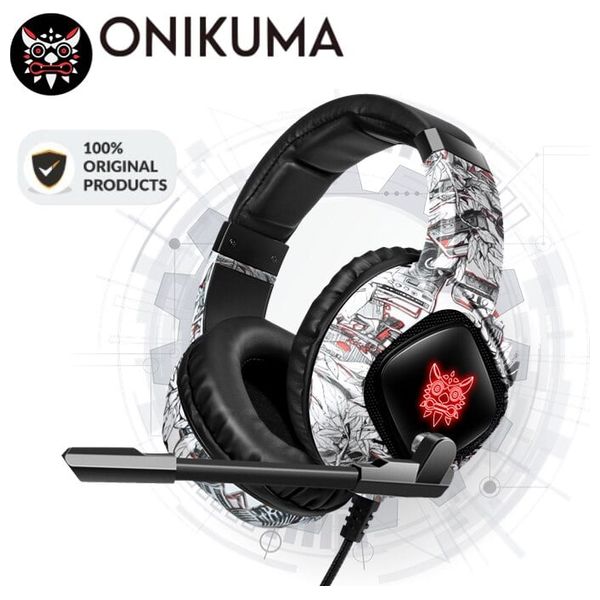 ONIKUMA K19 - Wired Headphone Over Ear - 2.1m - RGB - Black&White