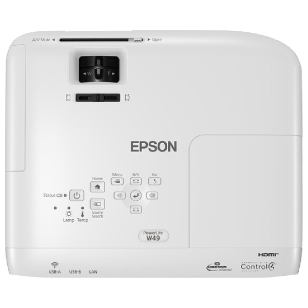  Epson EB-X49 Projector - XGA Resolution - 3,600 Lumens Brightness - 3LCD Technology - Lamp Life up to 12,000 Hours - HDMI/VGA/RJ45 Inputs 